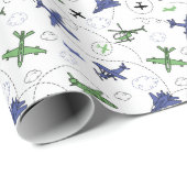 Flugzeug Luftfahrzeug Geburtstagspartei Geschenkpapier (Rolleneckpunkt)