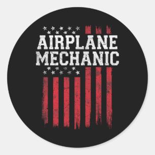 Flugzeug Mechanische amerikanische Flagge Usa Patr Runder Aufkleber