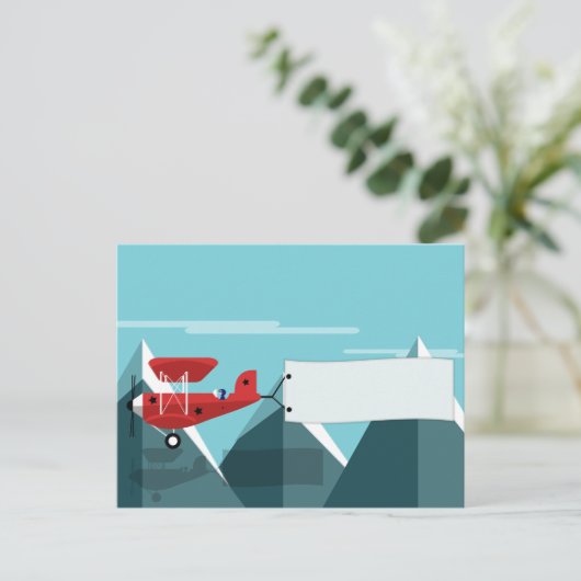 Flugzeug mit Banner - Postkarte mit Textplatz (Stehend Vorderseite)