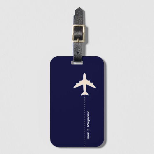 Flugzeug mit gestrichelter Linie dunkelblau Gepäckanhänger (Vorderseite Vertikal)