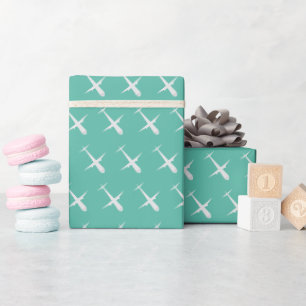 Flugzeug mit Greeny Blue Mint Geschenkpapier