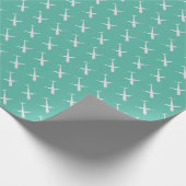 Flugzeug mit Greeny Blue Mint Geschenkpapier (Ecke)