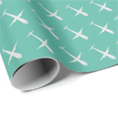 Flugzeug mit Greeny Blue Mint Geschenkpapier (Rolleneckpunkt)