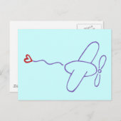 Flugzeug mit Herz Postkarte (Vorne/Hinten)