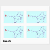 Flugzeug mit Herz Rechteckiger Aufkleber (Blatt)