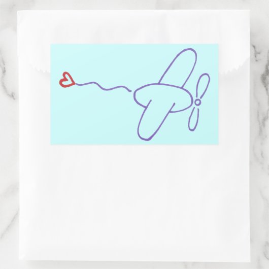 Flugzeug mit Herz Rechteckiger Aufkleber (Tasche)
