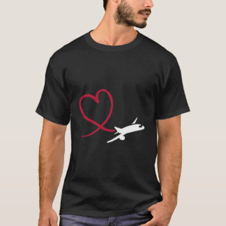 Flugzeug mit Herz T-Shirt