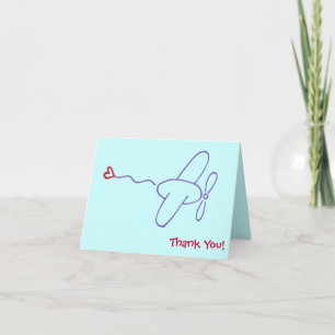 Flugzeug mit Herzlichen Dank Hinweis Dankeskarte