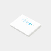 Flugzeug mit Herzschlag Urlaub Wanderlust-Pilot Post-it Klebezettel (angewinkelt)