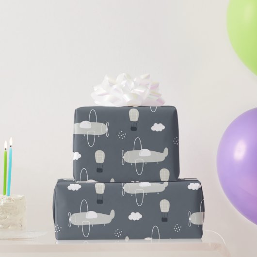 Flugzeug mit Himmel Geschenkpapier (Partygeschenke)