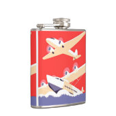 Flugzeug mit Vintagem WPA farbenfroh Flachmann (Rechts)