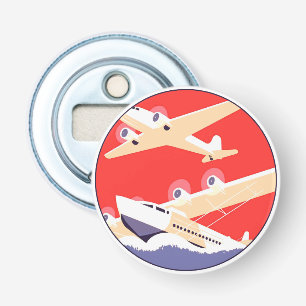 Flugzeug mit Vintagem WPA farbenfroh Flaschenöffner