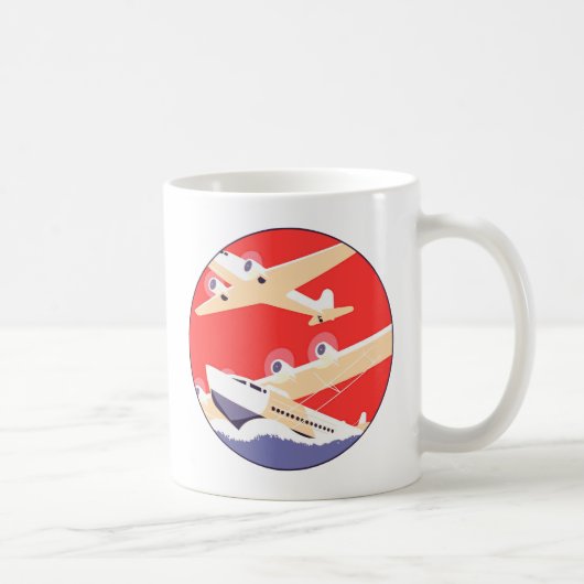 Flugzeug mit Vintagem WPA farbenfroh Kaffeetasse (Rechts)