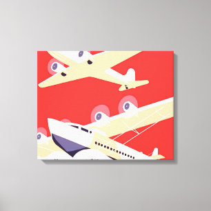 Flugzeug mit Vintagem WPA farbenfroh Leinwanddruck