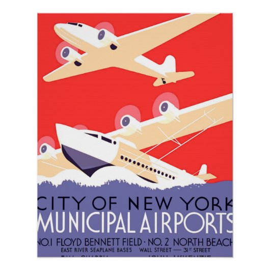 Flugzeug mit Vintagem WPA farbenfroh Poster (Vorderseite)