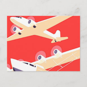 Flugzeug mit Vintagem WPA farbenfroh Postkarte