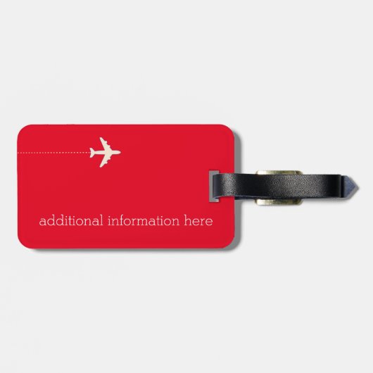 Flugzeug mit weißem rotem Flug Gepäckanhänger (Rückseite horizontal)