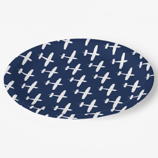 Flugzeug Muster Party Teller (Schrägansicht)
