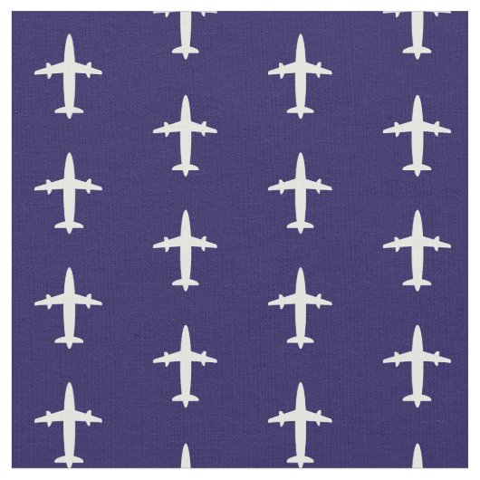 Flugzeug Navy Blue White Stoff (Nahaufnahme)