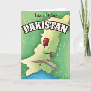 Flugzeug nehmen Pakistan Reiseplakat Feiertagskarte