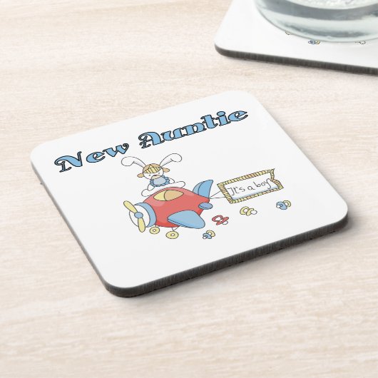 Flugzeug Neue Tante Boy T - Shirt und Geschenke Getränkeuntersetzer (Linke Seite)