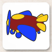 Flugzeug Niedlich farbiger Cartoon Kinder Flugzeug Getränkeuntersetzer (Vorderseite)