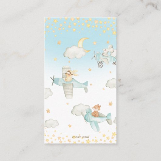 Flugzeug Niedliche Tiere Junge bringen ein Buch Begleitkarte (Rückseite)