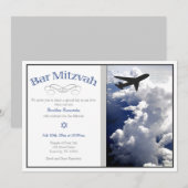Flugzeug oberhalb der Wolken Bar Mitzvah Einladung (Vorne/Hinten)