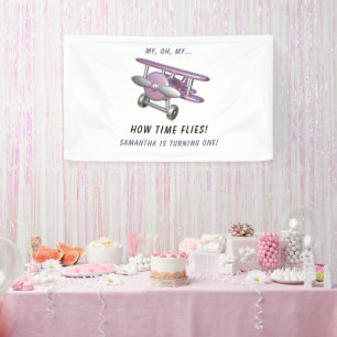 Flugzeug Oh Mein Zeit Fliegt Reise Erster Geburtst Banner