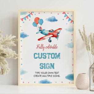 Flugzeug Oh meine Zeit fliegt Geburtstagsschild Poster