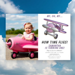Flugzeug Oh Meine Zeit Fliegt Reise Erster Geburts Einladung