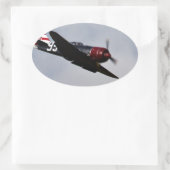 Flugzeug Ovaler Aufkleber (Tasche)