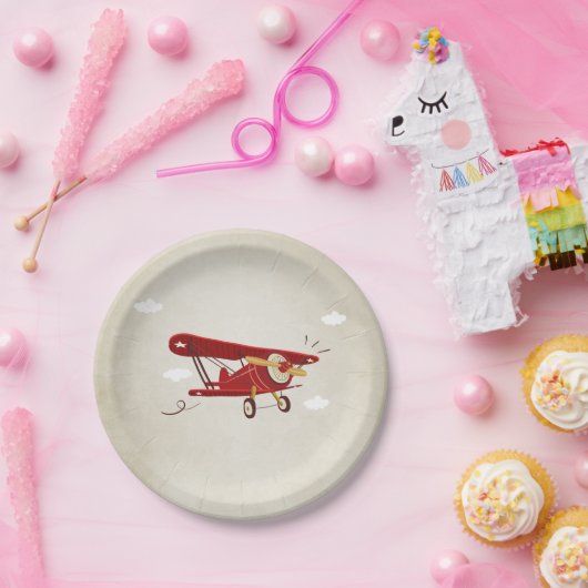 Flugzeug-PapierTeller-Reise-Abenteuer-Dusche Pappteller (Party)