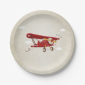 Flugzeug-PapierTeller-Reise-Abenteuer-Dusche Pappteller (Vorderseite)