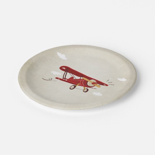 Flugzeug-PapierTeller-Reise-Abenteuer-Dusche Pappteller (Schrägansicht)