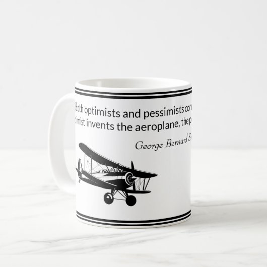 Flugzeug Parachute George Bernard Shaw Zitat Kaffeetasse (Vorderseite Links)