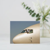 Flugzeug & Pilot Postkarte (Stehend Vorderseite)