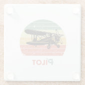 Flugzeug Pilot Retro Sunset Fun Aviation Biplane Glasuntersetzer (Rückseite)