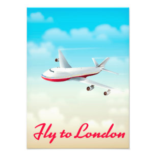 Flugzeug-Plakat Fly To London Fotodruck