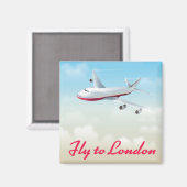 Flugzeug-Plakat Fly To London Magnet (Vorderseite/Rückseite)