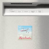 Flugzeug-Plakat Fly To London Magnet (In Situ (Geschirrspüler))