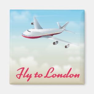 Flugzeug-Plakat Fly To London Magnet