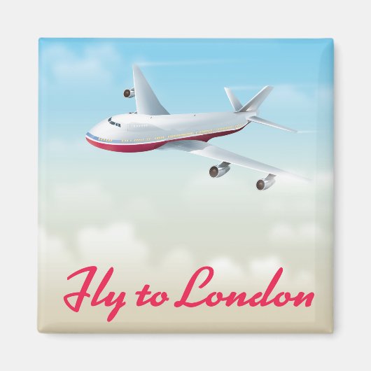 Flugzeug-Plakat Fly To London Magnet (Vorne)