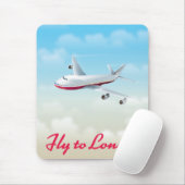 Flugzeug-Plakat Fly To London Mousepad (Mit Mouse)