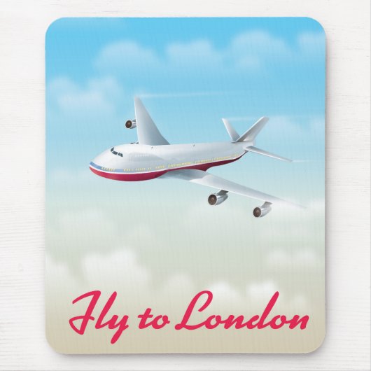 Flugzeug-Plakat Fly To London Mousepad (Vorne)