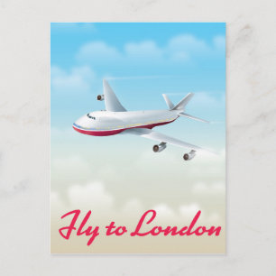 Flugzeug-Plakat Fly To London Postkarte