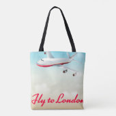 Flugzeug-Plakat Fly To London Tasche (Rückseite)