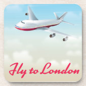 Flugzeug-Plakat Fly To London Untersetzer (Vorderseite)