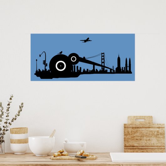 Flugzeug-Plakat für Sparccity - Blau Poster (Küche)