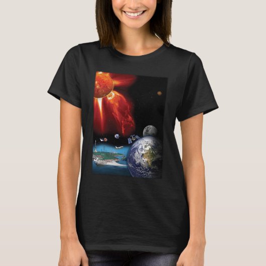 Flugzeug Planet Weltraumsolarsystem T-Shirt (Vorderseite)
